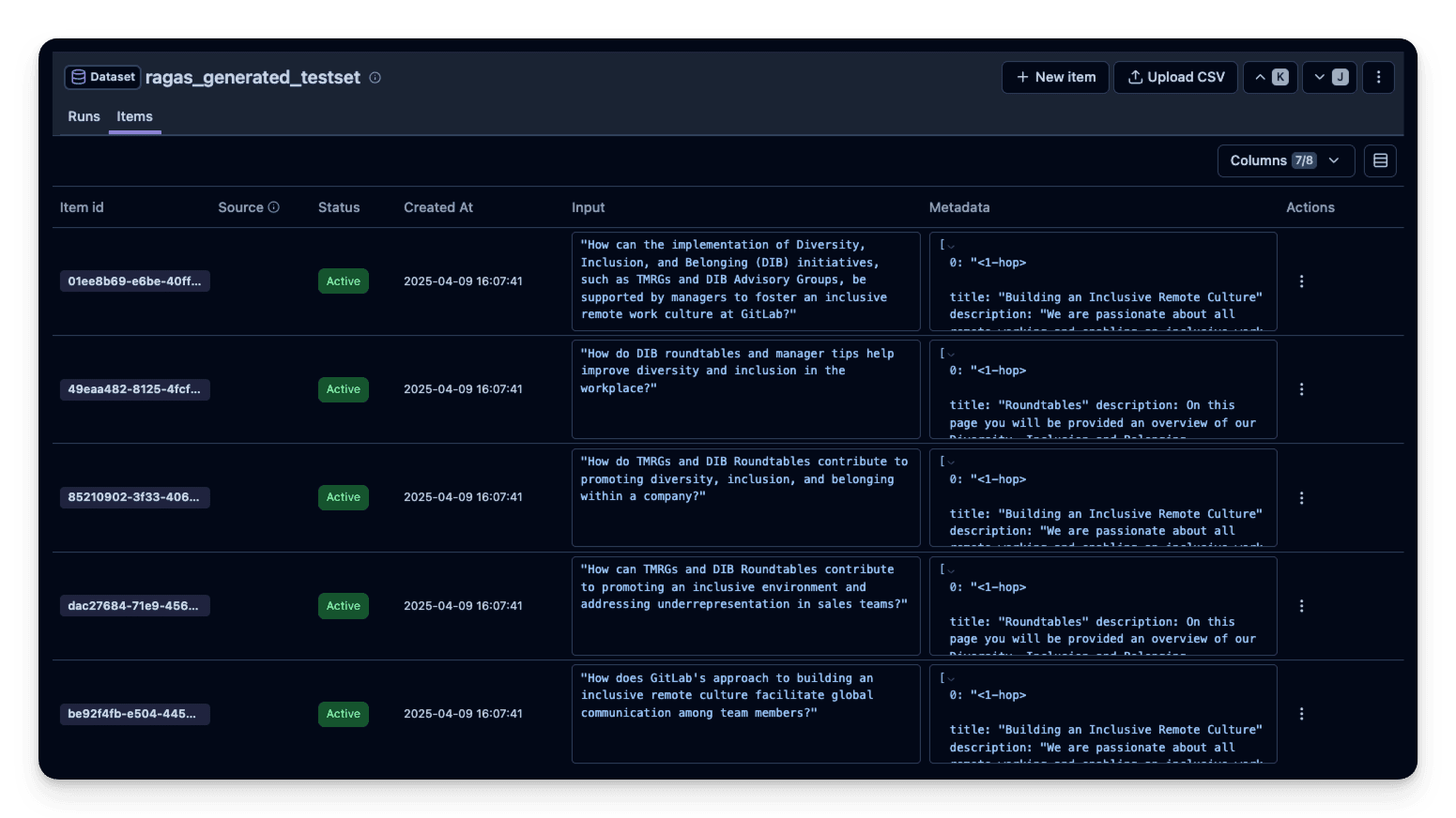 RAGAS Dataset